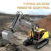 2.4G Double E E568 RC Truck 1/16 3In1 Alloy RC Simulation Excavator 12CH Remote Control Big Engineer Vehicle Kids Christmas Toys 1