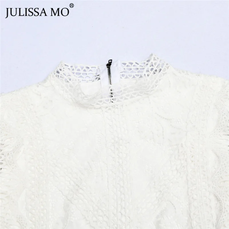 JULISSA MO белые кружевные блузки рубашки женские осенние сексуальные открытые рубашки с длинным рукавом футболки модные милые цветочные вязаные крючком женские топы