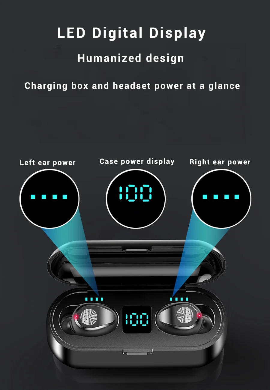 TWS Mini Bass Bluetooth наушники беспроводные наушники стерео гарнитура Беспроводные наушники с микрофоном 2000 мАч зарядный чехол