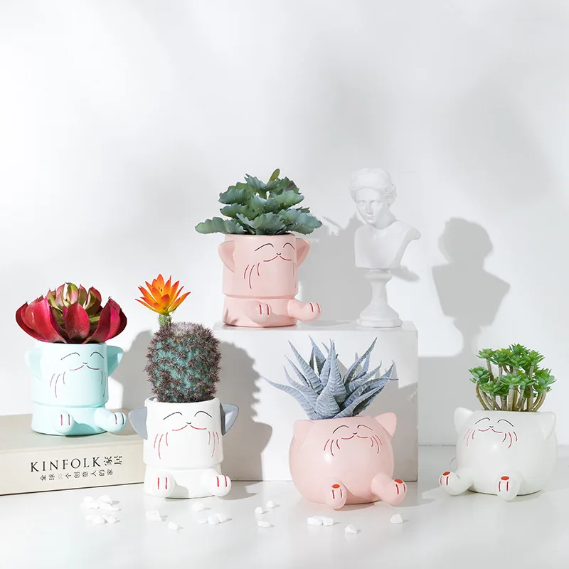 

Succulent Plant Decoration Creative Northern European Green Decoration Desktop Kitten Flower Pot