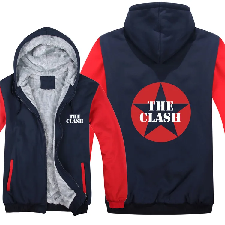 Clash толстовки рок бнат мужская молния пальто флис утолщаются Clash Толстовка Пуловер - Цвет: as picture