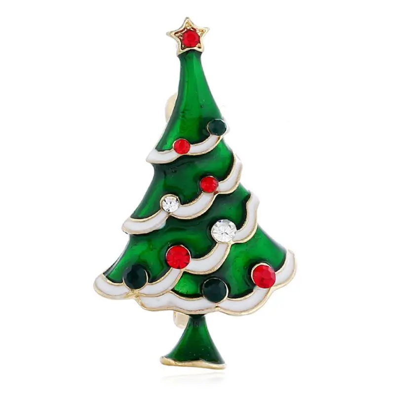 

Christmas Tree Brooch Enamel Lapel Pin with Rhinestone Badges Cartoon Breastpin