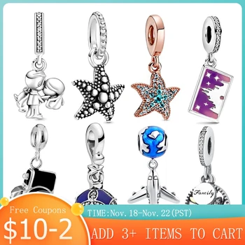 

Hot Sale 100% Real 925 Sterling Silver Starfish Charms Beads Fit Original 3mm Bracelet DIY Jewelry Making For Women Gift