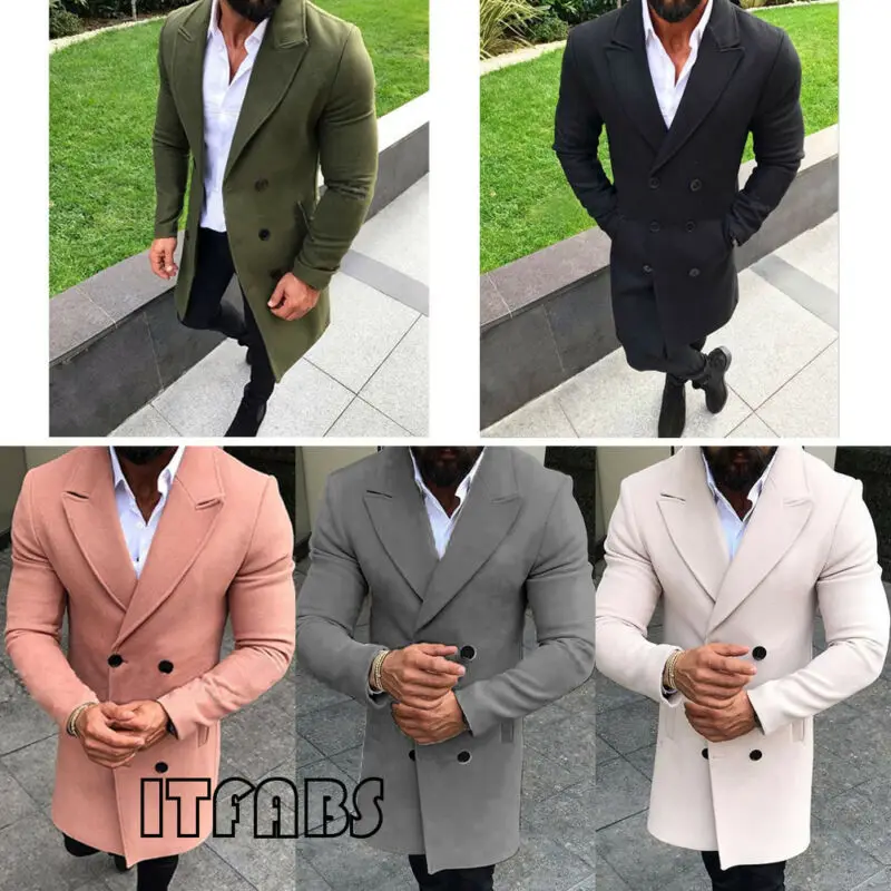 2019 New Men Winter Long Trench Coat Warm Jacket Outwear Double Breasted Fashion Formal Overcoat | Мужская одежда