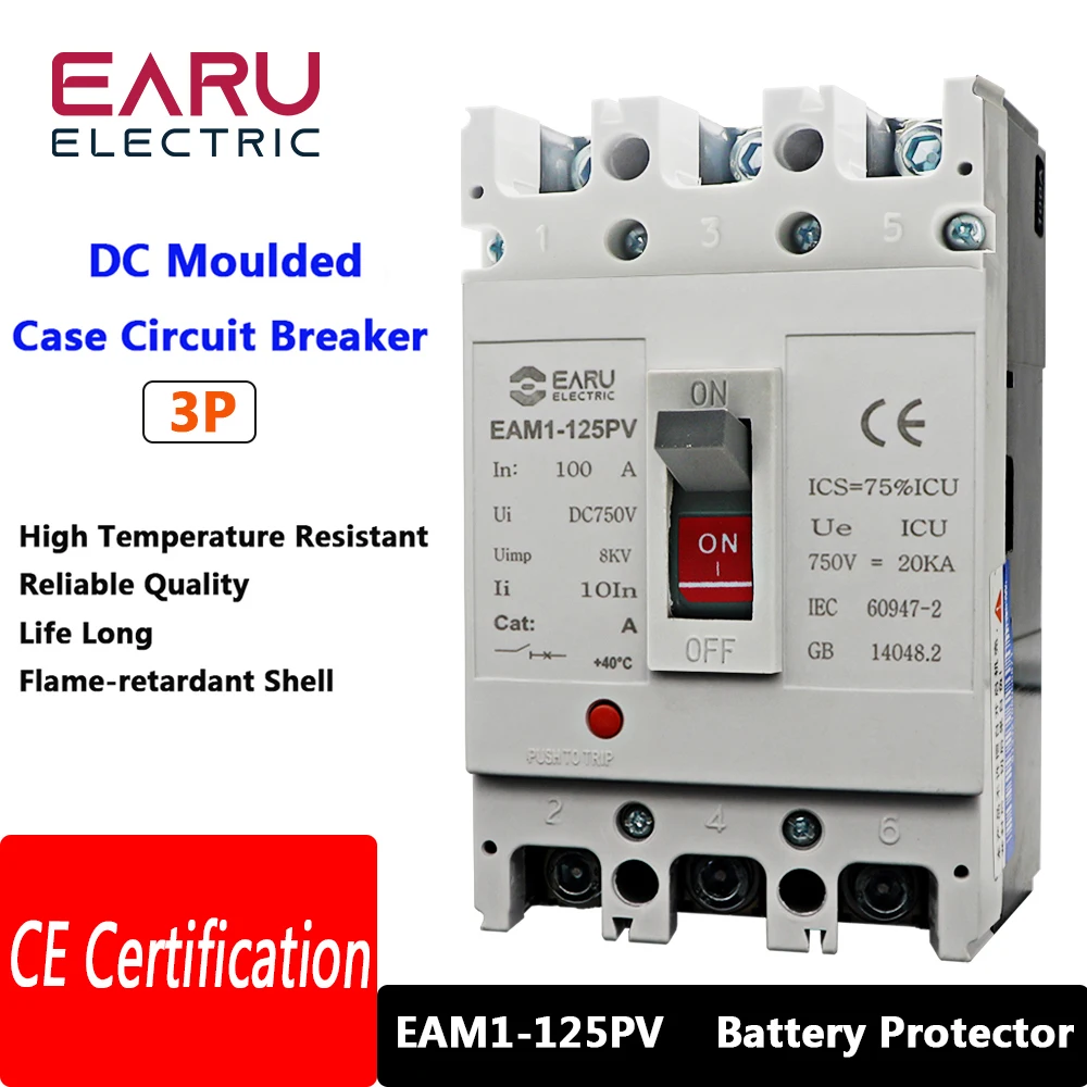 

EAM1-125PV 3P DC Литой выключатель цепи, переключатель солнечной батареи, главный переключатель питания автомобиля