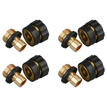 

4 Pairs Universal Garden Hose Quick Connect Set Aluminum Alloy Hose Tap Adapter Connector
