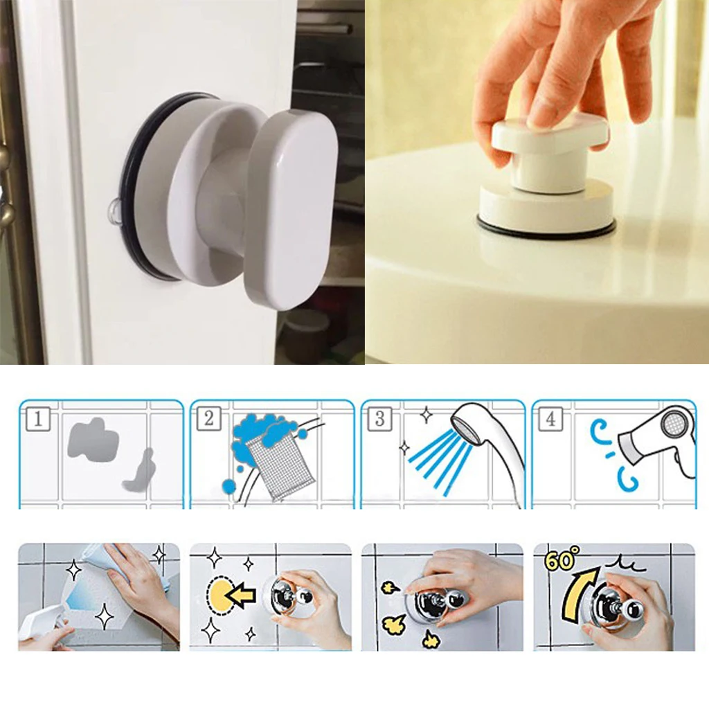Durable Bathroom Shower Glass Door Suction Cup Safety Knobs Handle Wall Mounted Handrail Grip Tub Shower Handle 
