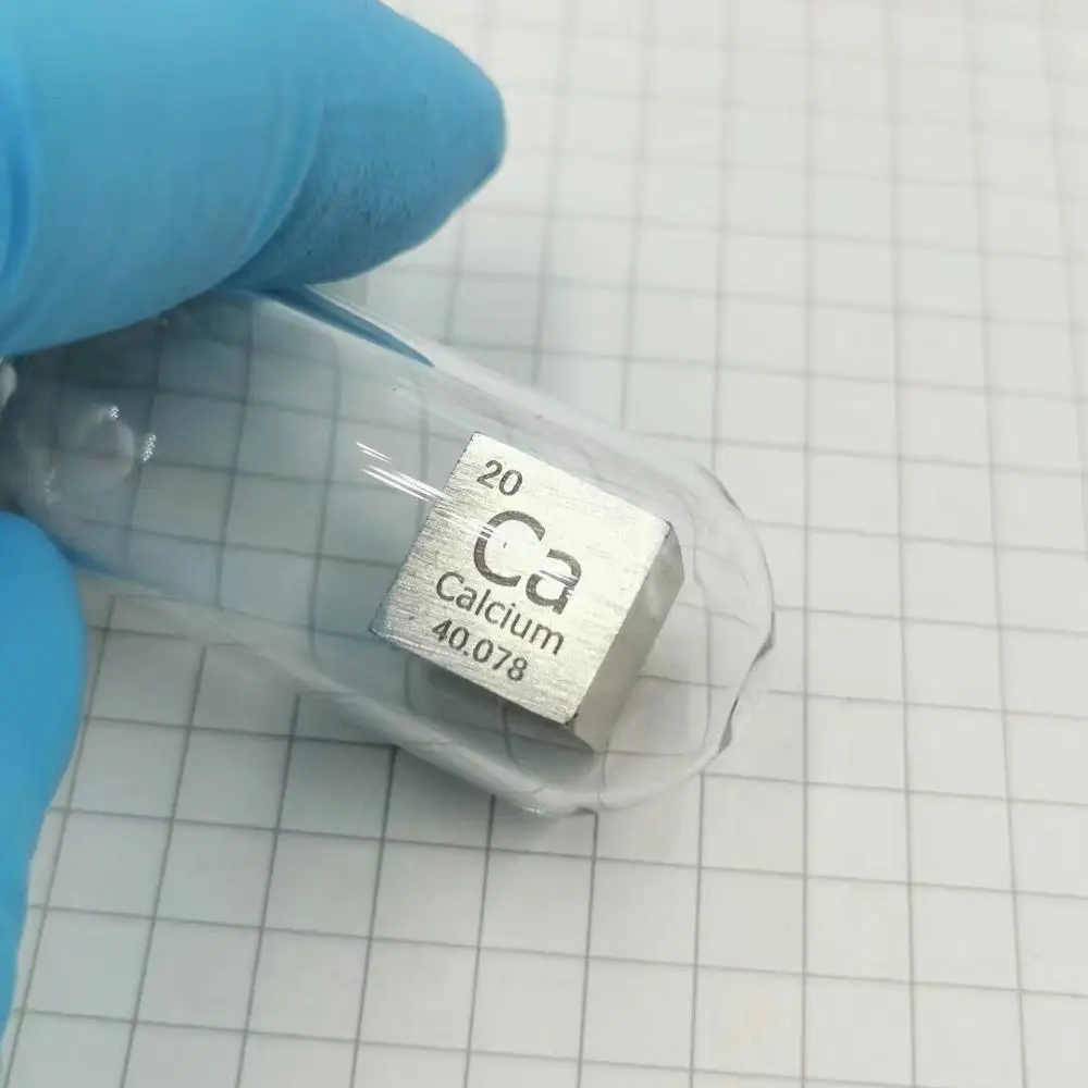 Кальций Ca Elements куб герметичный металлический 10 мм плотный 99.5% чистая в стеклянной