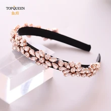 TOPQUEEN, S437-FG, свадебные стразы, аксессуары для волос, свадебная тиара, головные уборы, розовое золото, стразы, повязка на голову, барокко, повязка на голову