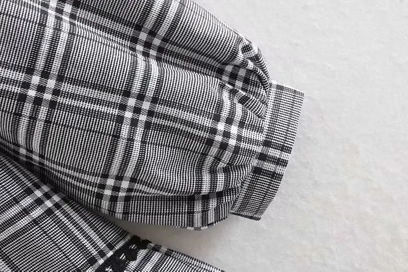 TRAF женское винтажное милое клетчатое мини-платье в стиле пэчворк модное женское платье с v-образным вырезом и рукавом три четверти vestidos mujer