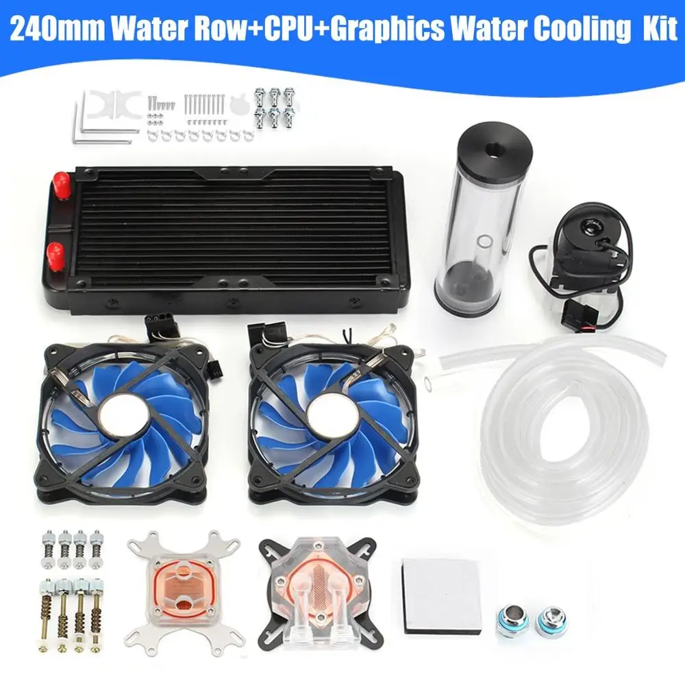 

DIY PC Water Cooling Kit With 240mm Water Row + CPU Water Cooling System Kit Computers Radiator Pump Reservoir Heat Sink