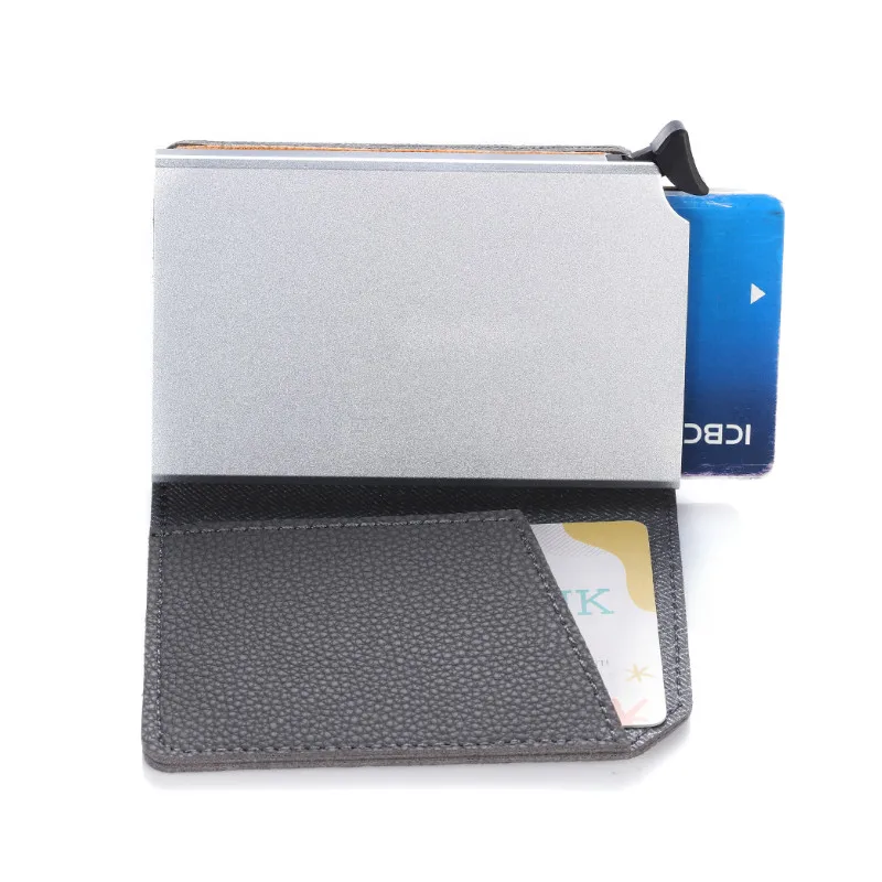 Bisi Goro RFID автоматический всплывающий держатель для карт мульти унисекс чехол для ID карты Повседневный Умный кошелек металлический алюминиевый мини кошелек для путешествий