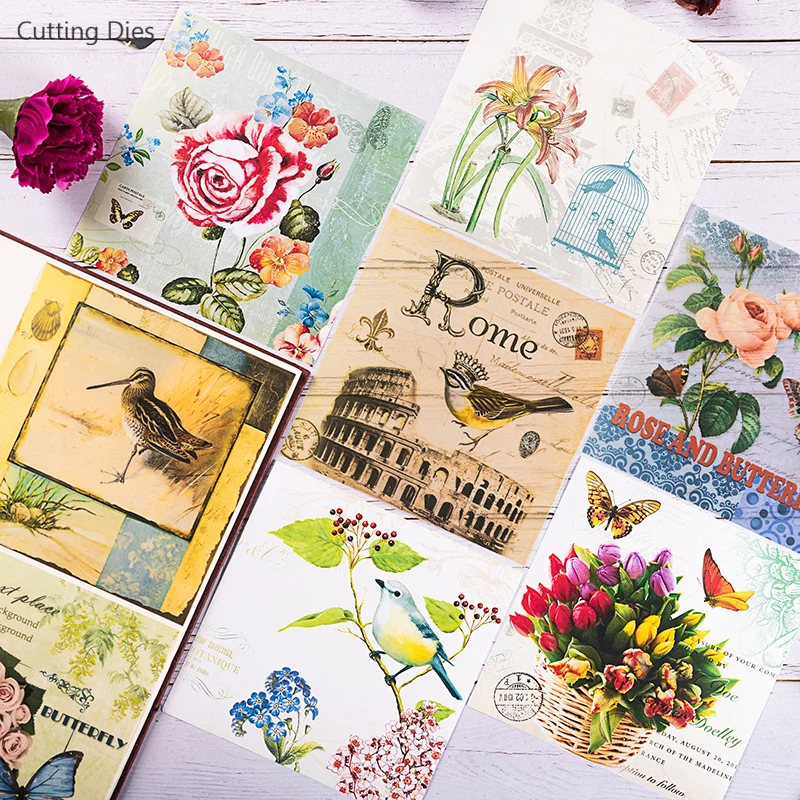 

2019 New Rose Flower Bird Background Paper Vellum Paper Stickers For Scrapbooking DIY Crafts Card Making