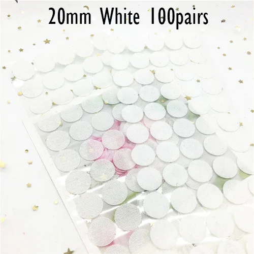 White 20mm 100Pairs 10/15/20/25/30 мм самоклеящаяся крепежная лента на застежке-липучке, сильный клей Magic Стикеры белая дисковая черные монеты на застежке-липучке лента для домашнего Применение - Цвет: White 20mm 100Pairs