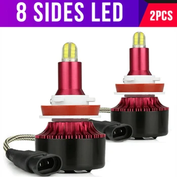 

Universal 12V-24V 2pcs 8-sides H11 H9 H8 White 6000K LED Headlight Bulbs Fog Light Lamp 360 Degree Super Bright Car Accessories