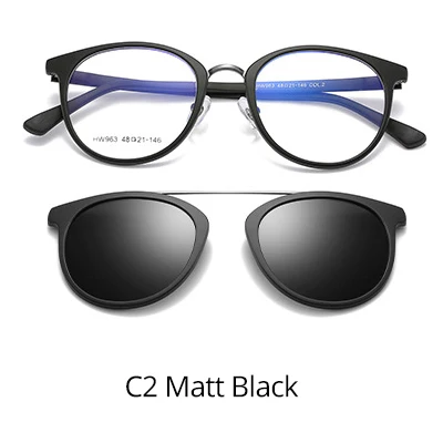 C2 Matt Black Два Oclock квадратные поляризованные солнцезащитные очки с магнитным зажимом, очки для близорукости, мужские солнцезащитные очки для очков, оптические, на заказ Z964 - Цвет линз: C2 Matt Black