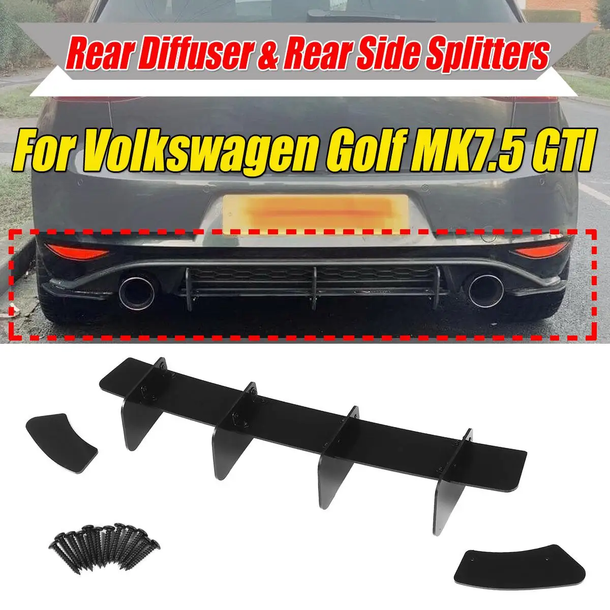 

Car Rear Bumper Diffuser & Rear Side Splitters Spoiler Lip Guard For VW For Volkswagen For Golf MK6 GTI/ MK7 GTI / MK7.5 GTI