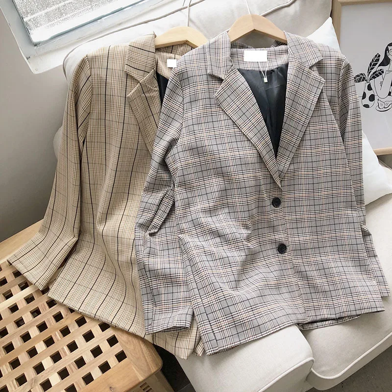 

Spring And Summer Autumn CHIC Leisure Suit Hong wei wang Red Cell Pattern Loose-Fit Plaid Spring Clothing Small Retro One Size C