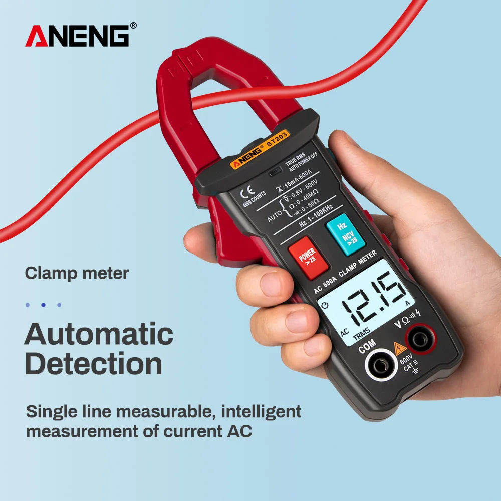 ANENG ST203 4000 отсчетов полный диапазон True RMS цифровой мультиметр клещи AC/DC напряжение NCV сопротивление Авто Диапазон фонарик