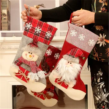 

Christmas Stocking Pendant Small Boots Ornament New Year 2021 Christmas Pattern Print for Home Decoration Dragee Candy Gift Bag