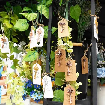 

50 Pcs DIY Wedding Decoration Vintage Key Bottle Opener With Personalized Name Or Thank You Paper Tags Wedding Favors And Gifts
