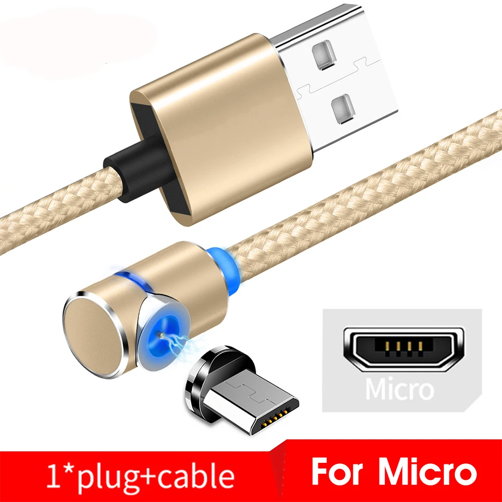 1 м 2 м Магнитный USB кабель Micro usb type C кабель для быстрой зарядки для Xiaomi зарядный магнит Android телефон шнур кабель Microusb - Цвет: For Micro Gold
