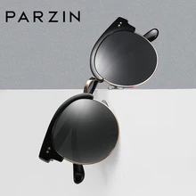 PARZIN, классические круглые солнцезащитные очки для женщин и мужчин, качественные, TR90, полуоправа, поляризационные, для вождения, антибликовые, солнцезащитные очки