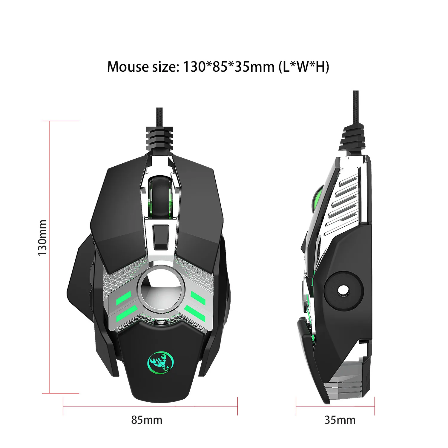 Проводная игровая мышь, 6400 dpi, 7 клавиш, программируемая проводная мышь для макросъемки, мышь для геймеров, дыхательный светильник для компьютера, ноутбука, ПК, PUBG