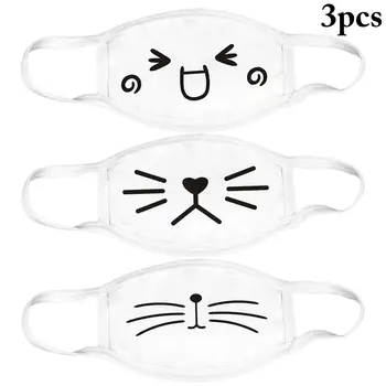 

3pcs Cartoon Printing Cotton Mouth Masks Set Dustproof Protective Mouth Cover Face Mouth Mask For Outdoor Cycling