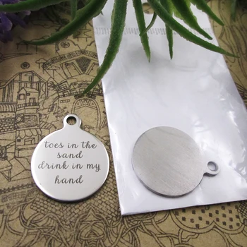 

10pcs--"Toes in the sand Drink in my hand"stainless steel charms 5 styles for choosing DIY Charms for necklace bracelets
