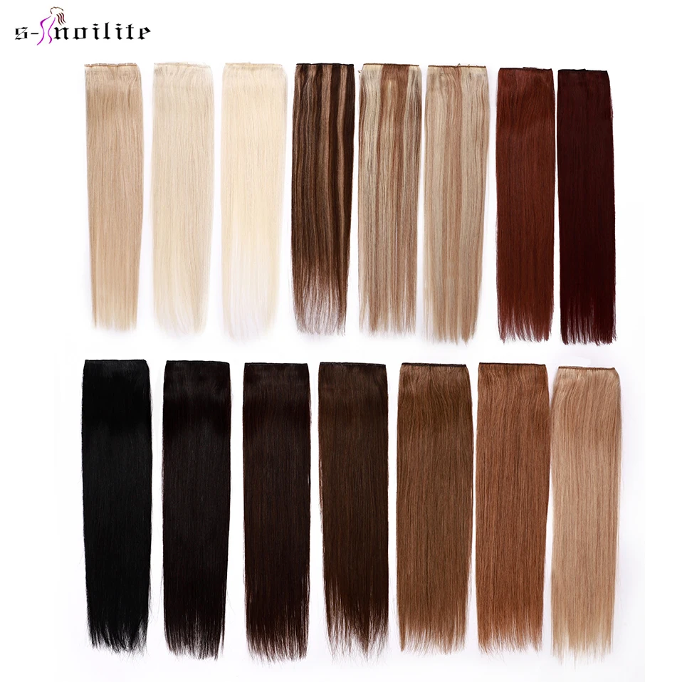 S-noilite-extensiones de cabello humano 100%, 1 pieza en 5clips, liso, brasileño, marrón claro # 1B #4 #6 #613, Rubio, no Remy, 40g-60g