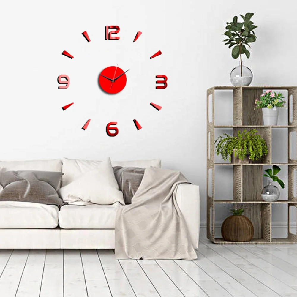3D Wall Clock Acrylic Mirror Wall Stickers Modern DIY Wall Clocks Home Decor Living Room Quartz Needle reloj de pared 2020 NEW 10
