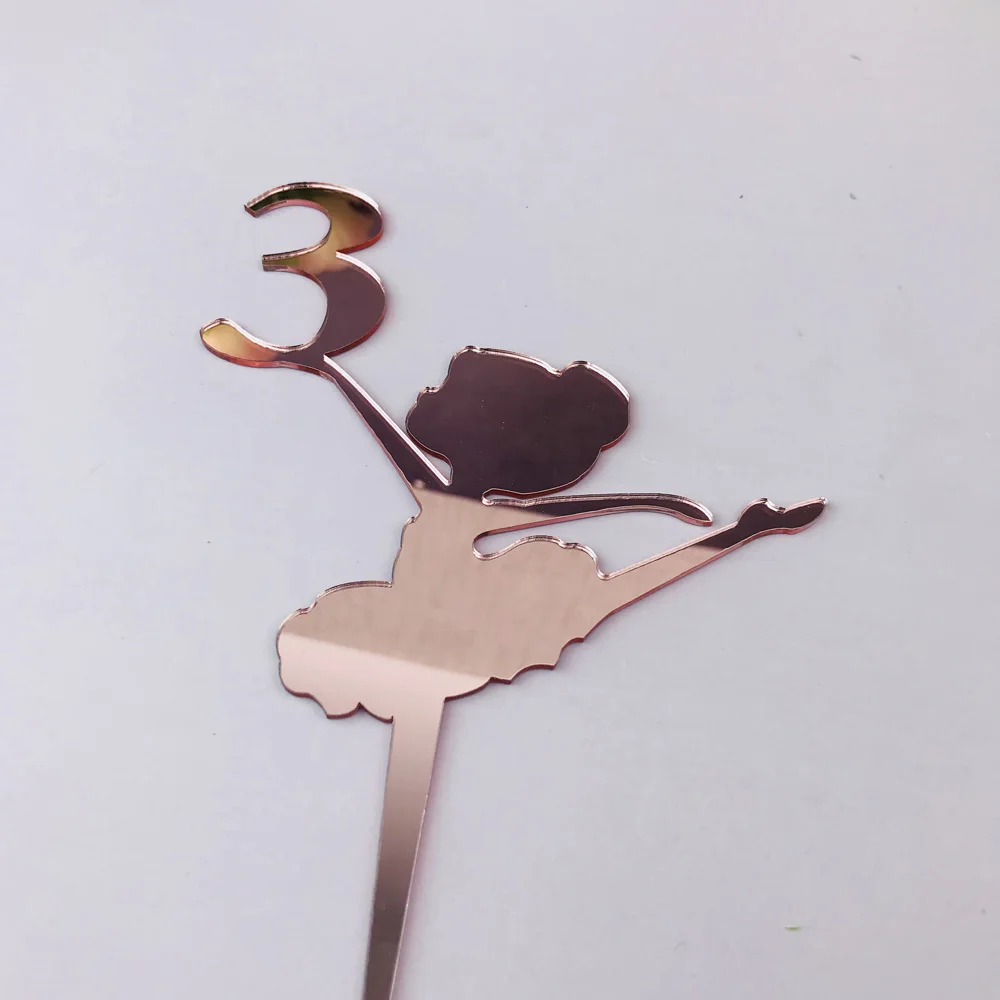 Personalized Happy Birthday mirror rose Cake Topper,Custom Ballet girl age Cake Topper,like to dance girl Birthday Party Decor  (2)