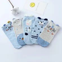 5 пар модных женских носков унисекс удобные хлопковые носки с принтом животных короткие носки до лодыжки мягкие носки L58