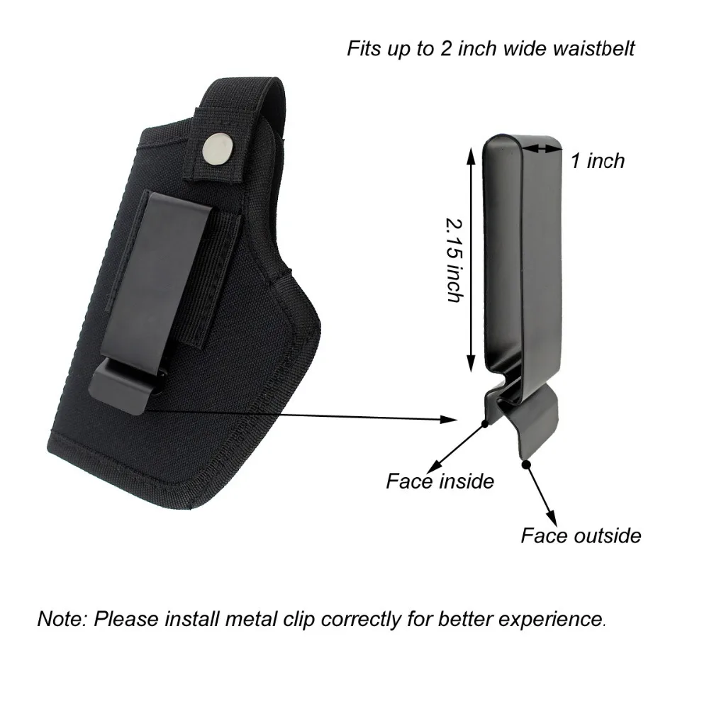 Universal Tactical Gun Holster Concealed Carry Holsters Belt Metal Clip IWB OWB Holster Airsoft Pistol Gun Bag for Handguns for Pistol Holster Gun Bag Gun Holster Gun Accessories