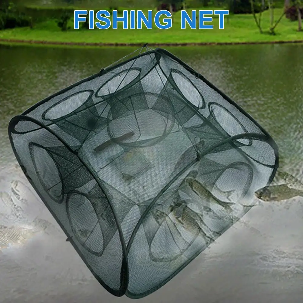 Mesh Fishing Net Folded Crab Trap Network Casting Crayfish Catcher