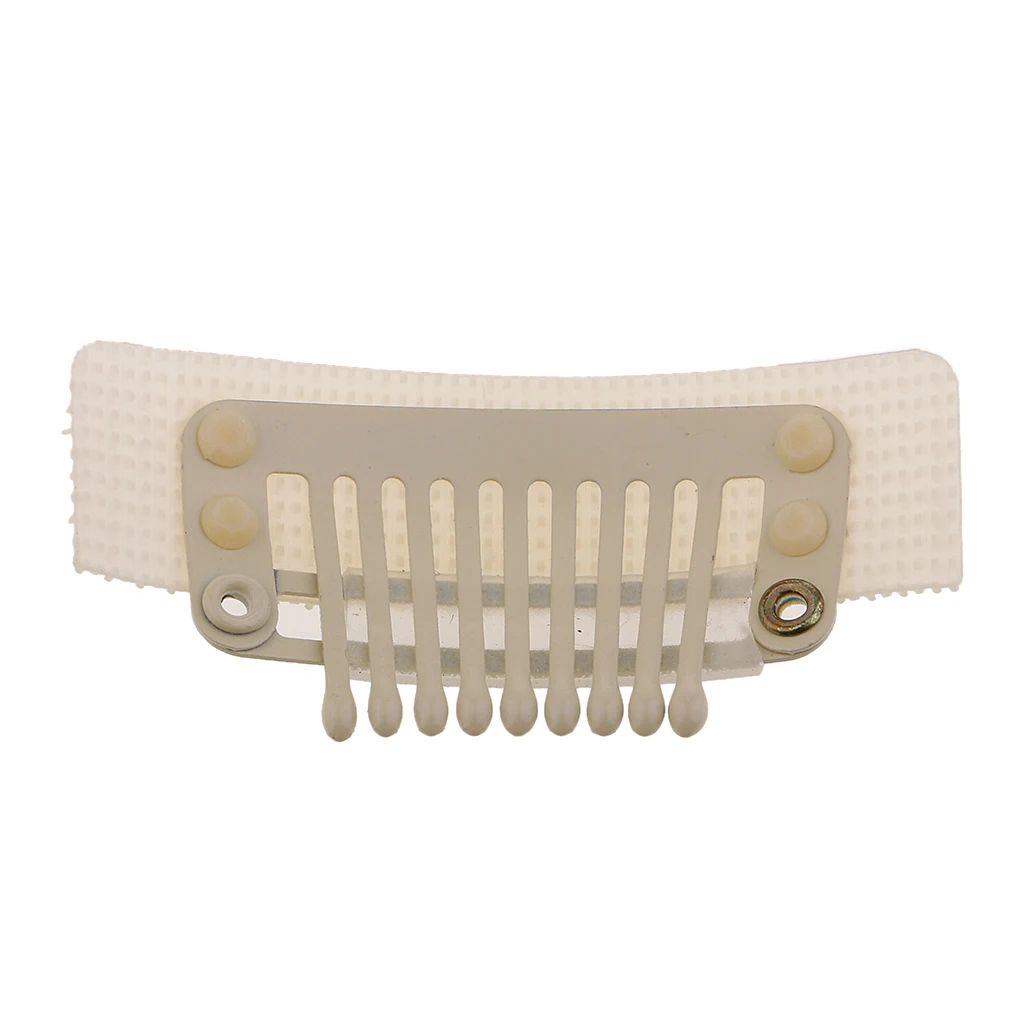 10pcs Large 9 Teeth Snap Clips For Feather Hair Extensions Wigs Weft- Black/White