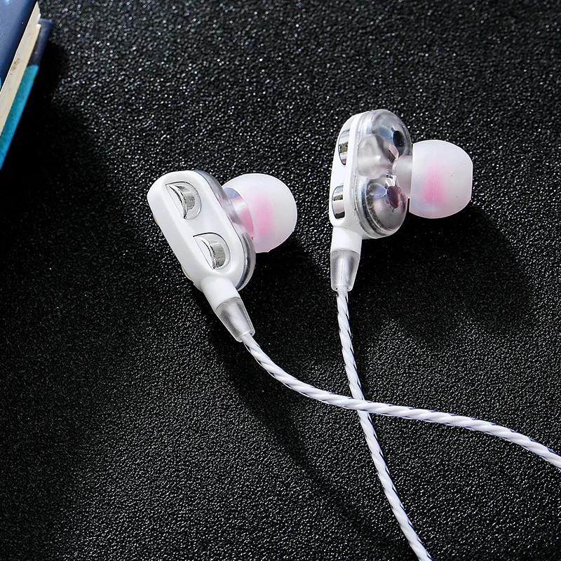 4D HIFI спортивные бас наушники двойные динамические вкладыши проводные для huawei Xiaomi