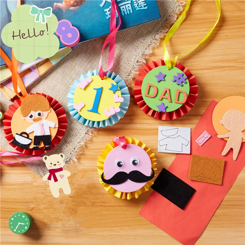 Handmade Toys Fathers-Day-Gifts Kindergarten Daddy Kids Materials DIY Children Medal