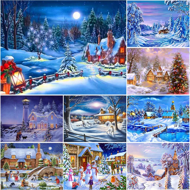 

Landscape DIY 5D Diamond Painting Full Round Drill Snow Diamont Embroidery Mosaic Cross Stitch Kits Wall Art Home Decor