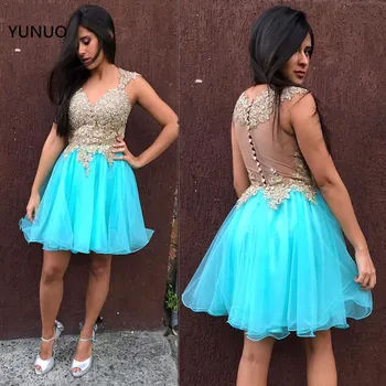 

YUNUO Short Tulle Homecoming Prom Dress 2020 Appliques Party Gown Girl Graduation Cocktail Dress Vestido De Formatura Curto