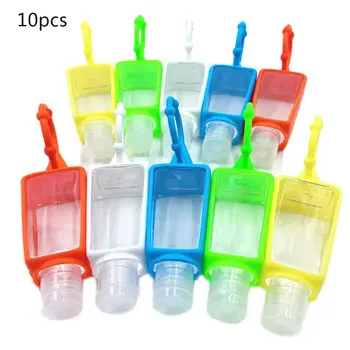 

2020 10Pcs Hand Soap Empty Refillable Bottle Silicone Holder Portable Sanitizer Perfume Liquid Container Keychain Carriers