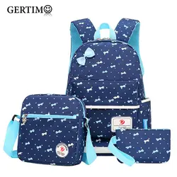 Женская мода 3 шт./компл. рюкзак для путешествий в консервативном стиле школьные сумки для подростков девочек рюкзак милый бант печать