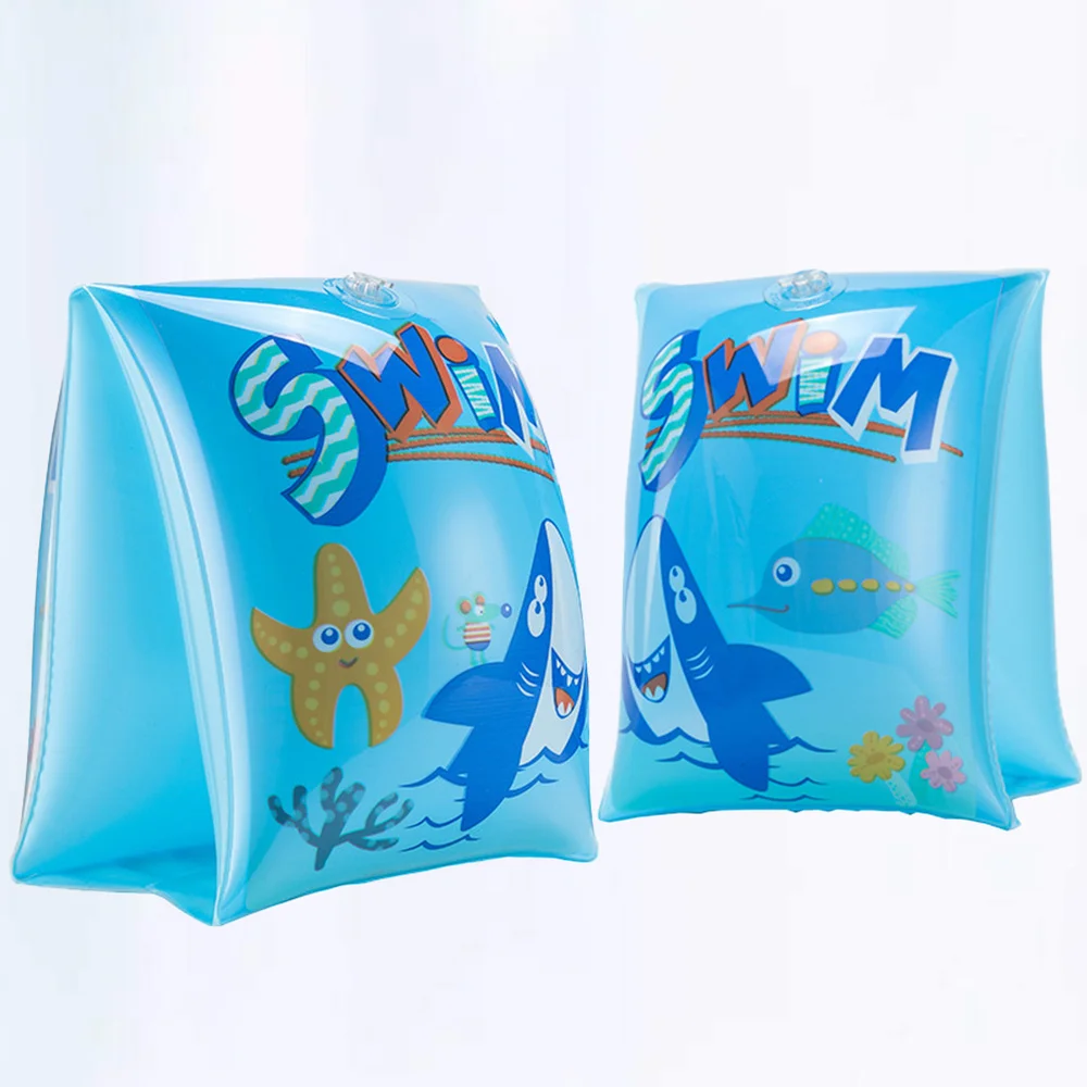 

1 Pair Adorable Shark Pattern Swim Rollup Floats Tube Water Inflatable Armbands Flotation Sleeves for Kids Children