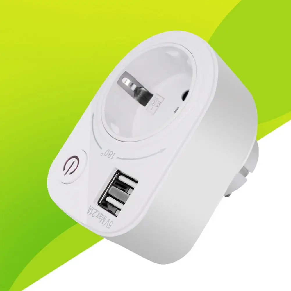 

New Arrival Rotary EU German Standard Plug Smart Socket 2.1A Dual USB Port Power Outlet