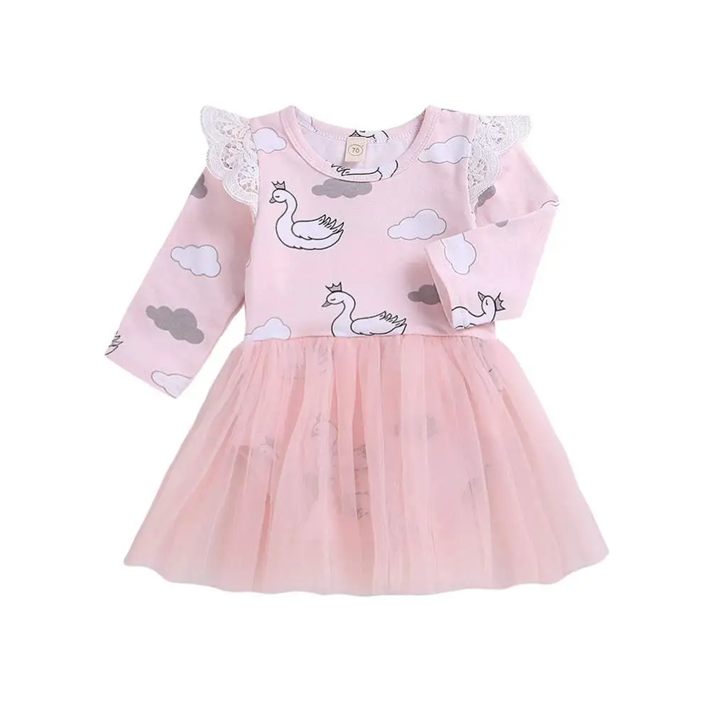Пышное Платье принцессы для маленьких девочек детское платье-пачка с фатиновой юбкой, с принтом «Лебеди», вечерние платья Розовый и красный цвет Вечерние платья изысканные наряды D30