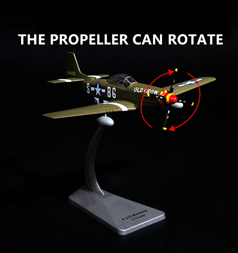 Terebo 1: 72 P51D Mustang Американская модель истребителя авиационная военная модель сплав коллекция подарок