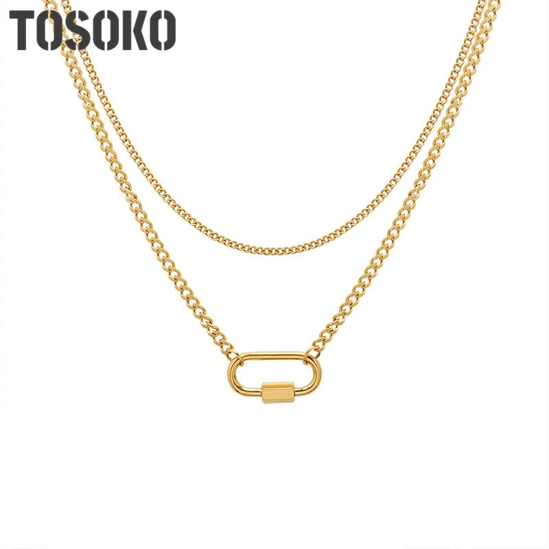 New Stainless Steel Jewelry Special Ellipse Buckle With Geometric Abnormity Double Clavicle Chain BSP961 | Украшения и аксессуары