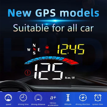 

Head Up Display Car GPS Gauge Digital Speeeter Windshield Speed Projector Compass Voltage KM/H MPH for All Cars M16