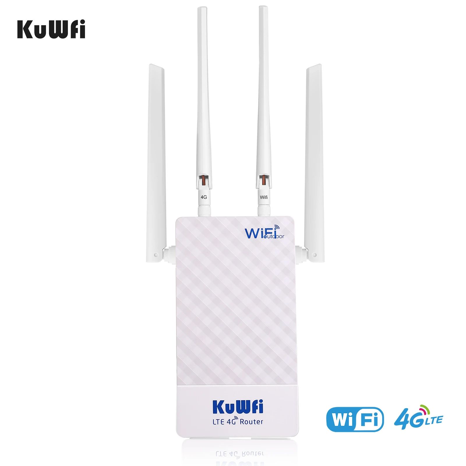 KuWFi 4G Ngoài Trời Router 4G LTE SIM Router WiFi Chống Nước Hỗ Trợ Cổng Ánh Xạ DMZ Thiết Lập Cho 48V POE Switch POE Camera signal booster for wifi modem